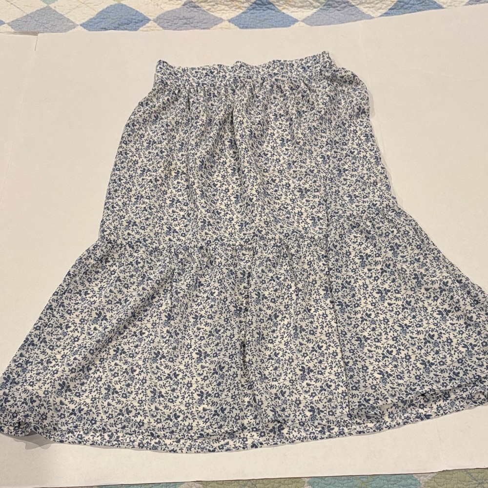 Madewell Blue Floral Midi Skirt